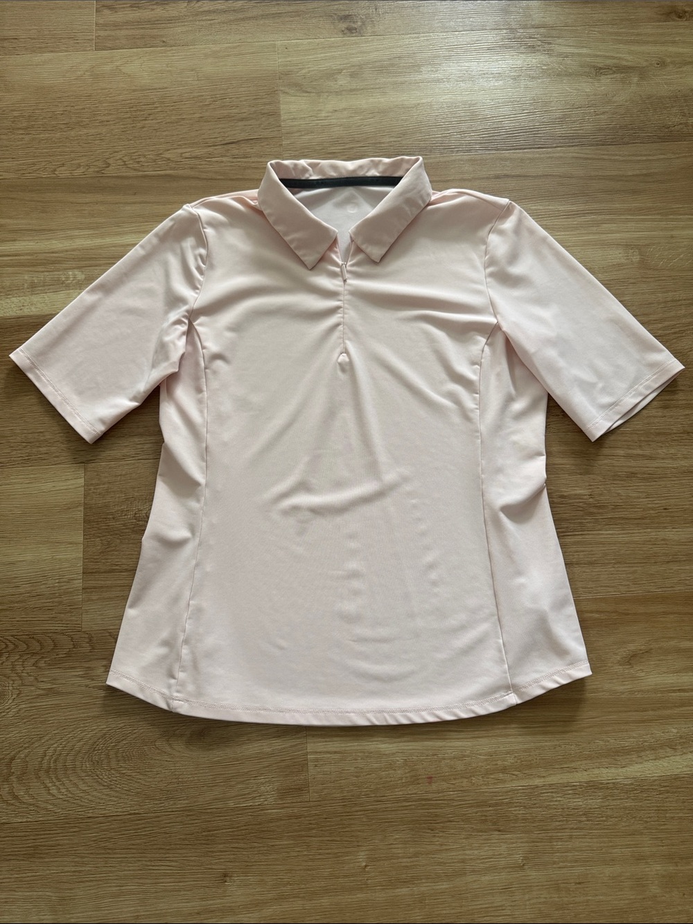 Baleaf Women’s UPF 50+ Half-Sleeve Zippered Polo Top in Light Pink